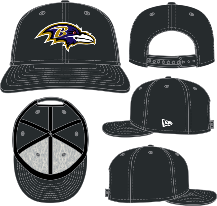 New Era Baltimore Ravens 2024 Graphite Stretch 9SEVENTY Adjustable Hat front view
