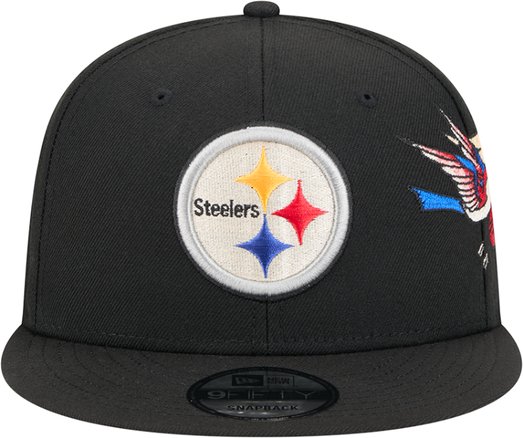 Men's Pittsburgh Steelers New Era Black City Art 9FIFTY Snapback Hat back view