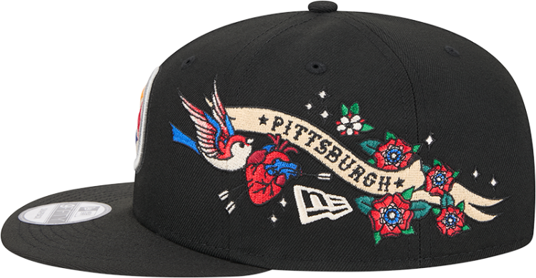Men's Pittsburgh Steelers New Era Black City Art 9FIFTY Snapback Hat detail view