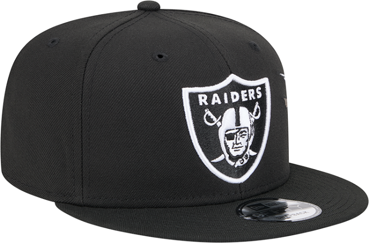 Men's Las Vegas Raiders New Era Black City Art 9FIFTY Snapback Hat front view