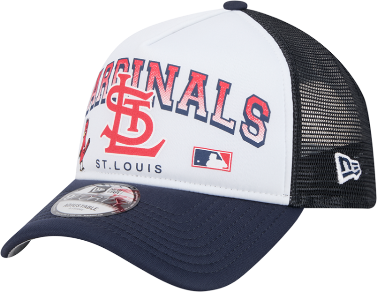 St. Louis Cardinals New Era Retro Wordmark 9FORTY A-Frame Trucker Adjustable Hat - White front view