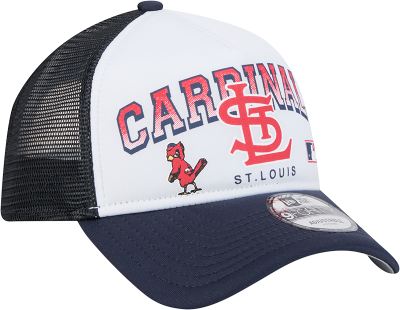 St. Louis Cardinals New Era Retro Wordmark 9FORTY A-Frame Trucker Adjustable Hat - White side view
