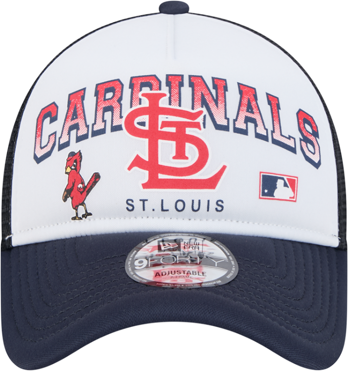 St. Louis Cardinals New Era Retro Wordmark 9FORTY A-Frame Trucker Adjustable Hat - White back view