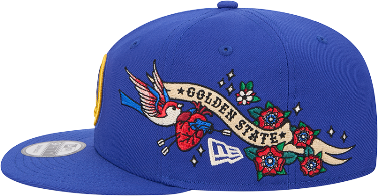 Men's Golden State Warriors New Era Royal Injection City Art 9FIFTY Snapback Hat detail view