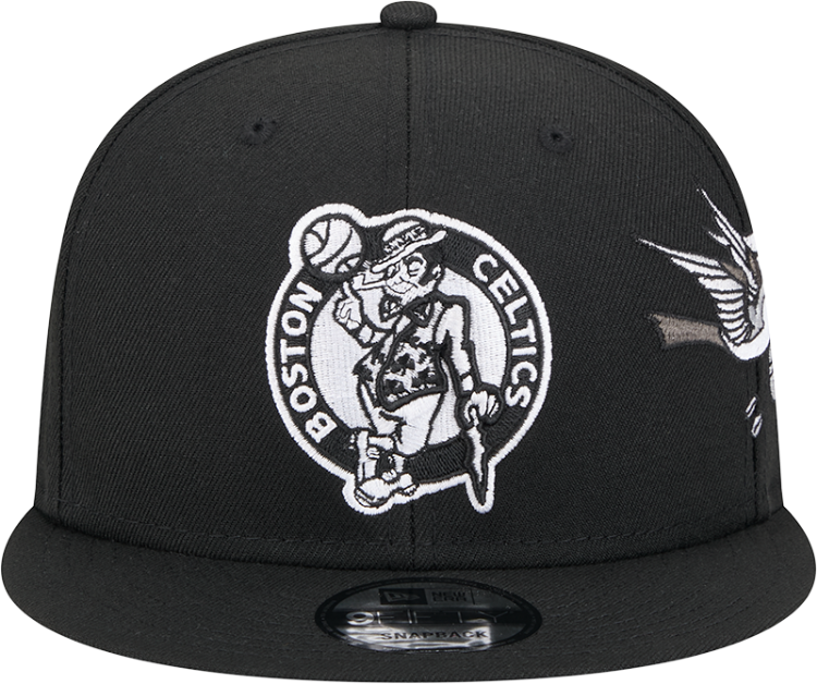 Men's Boston Celtics New Era Black Injection City Art 9FIFTY Snapback Hat back view
