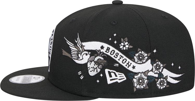 Men's Boston Celtics New Era Black Injection City Art 9FIFTY Snapback Hat detail view