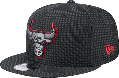 Men's Chicago Bulls New Era Black Midnight Ink Pop Outline 9FIFTY Snapback Hat front view