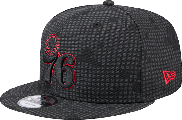 Philadelphia 76ers New Era Midnight Ink Pop Outline 9FIFTY Snapback Hat - Black side view