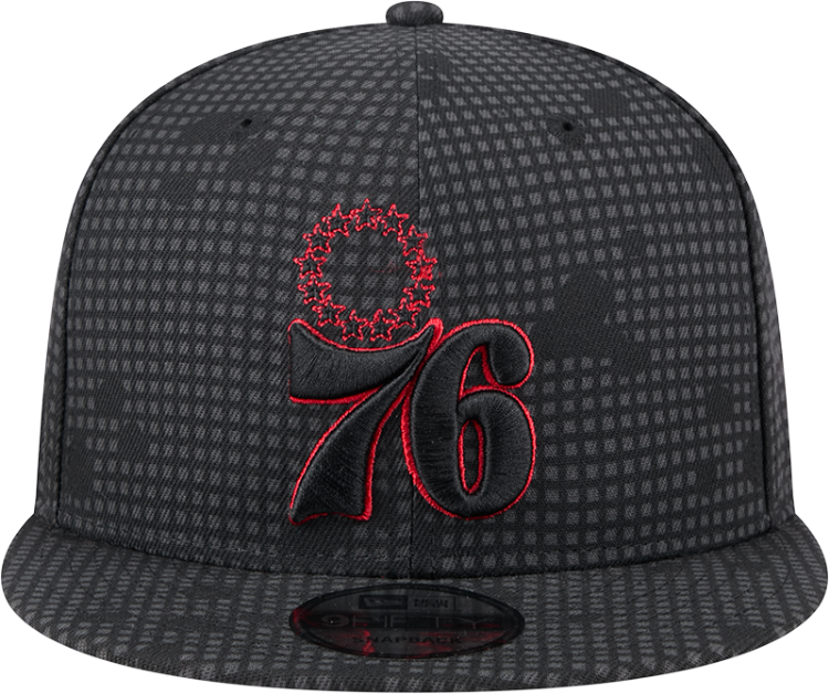 Philadelphia 76ers New Era Midnight Ink Pop Outline 9FIFTY Snapback Hat - Black back view