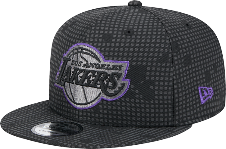 Los Angeles Lakers New Era Midnight Ink Pop Outline 9FIFTY Snapback Hat - Black front view
