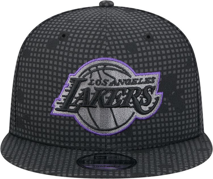 Los Angeles Lakers New Era Midnight Ink Pop Outline 9FIFTY Snapback Hat - Black back view