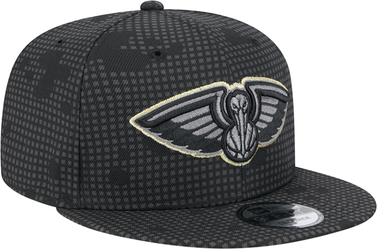 Men's New Orleans Pelicans New Era Black Midnight Ink Pop Outline 9FIFTY Snapback Hat side view
