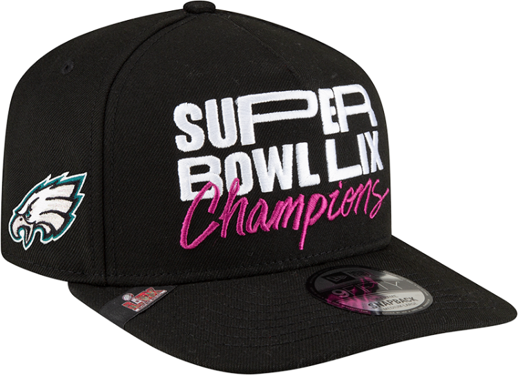 Men's New Era Black Philadelphia Eagles Super Bowl LIX Champions Parade A-Frame 9FIFTY Snapback Hat front view
