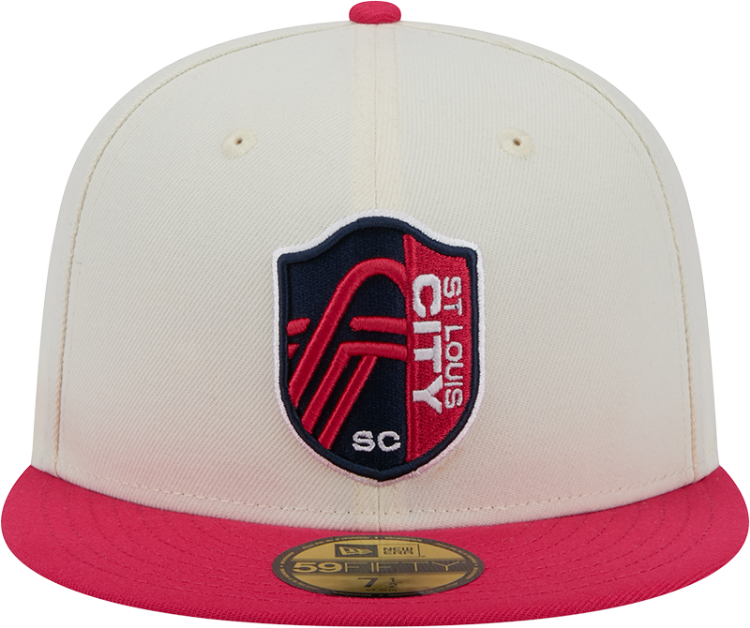 New Era St Louis City SC Mens White Chrome 2T Evergreen 59FIFTY Fitted Hat side view