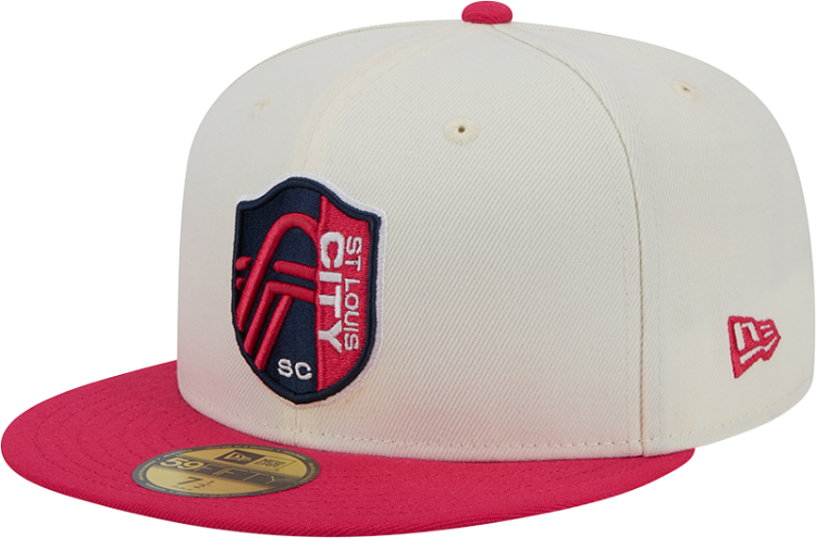 New Era St Louis City SC Mens White Chrome 2T Evergreen 59FIFTY Fitted Hat back view