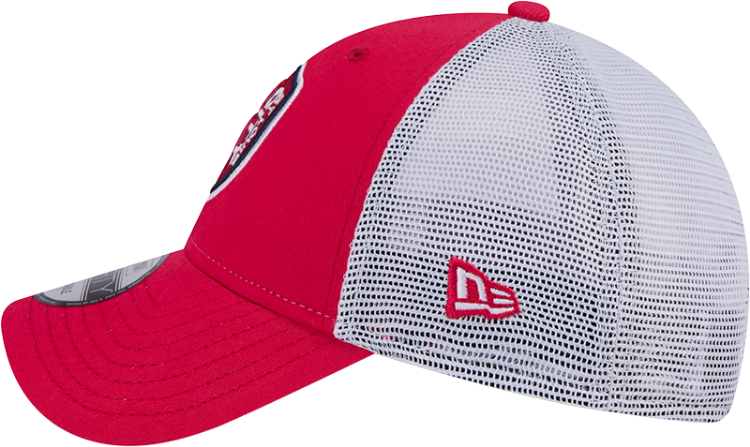 The St. Louis City SC Team 9FORTY A-Frame Snapback features an embroidered St. Louis City SC logo at the front panels with a mesh back and a snapback closure at the rear.