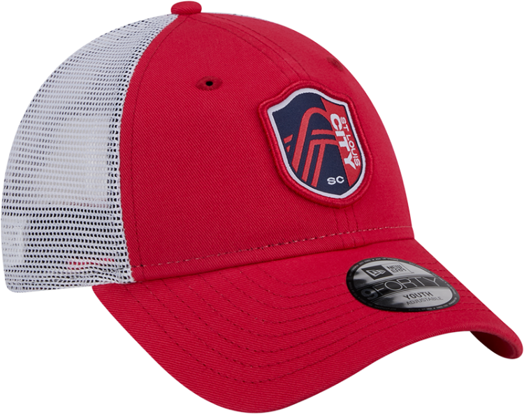 New Era St Louis City SC Navy Blue Evergreen Trucker JR 9FORTY Youth Adjustable Hat side view