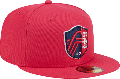 New Era St Louis City SC Mens Red TC Evergreen 59FIFTY Fitted Hat side view