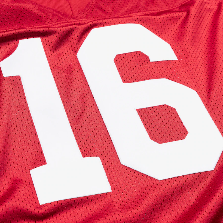 Men's Joe Montana Scarlet San Francisco 49ers Authentic Jersey side view