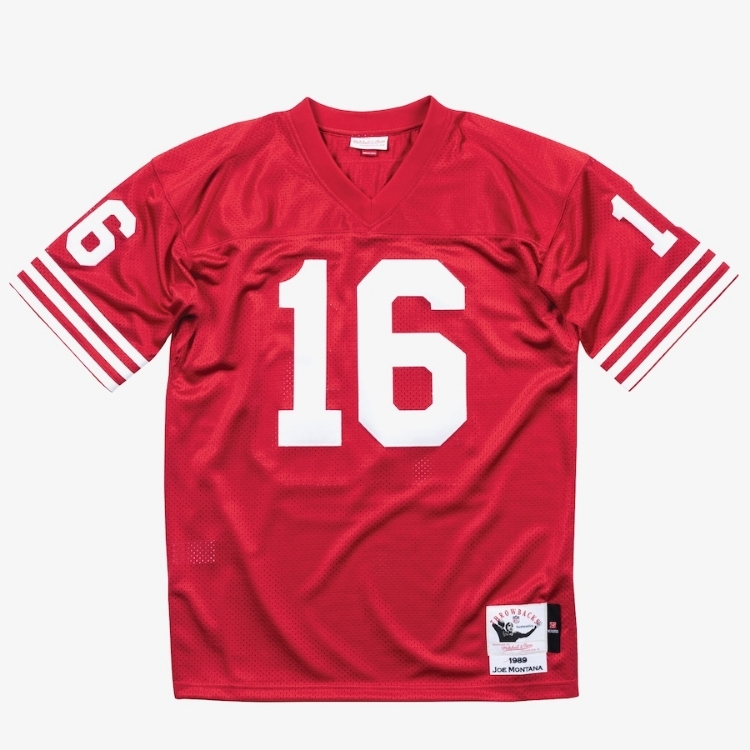 Men's Joe Montana Scarlet San Francisco 49ers Authentic Jersey detail view