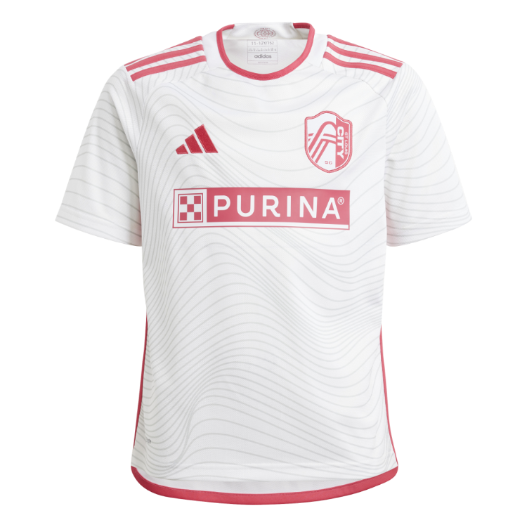 St. Louis CITY SC Kids adidas 2024 Secondary Jersey – White/Pink back view