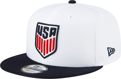 New Era USA Soccer 9FIFTY Snapback Hat – White/Navy front view