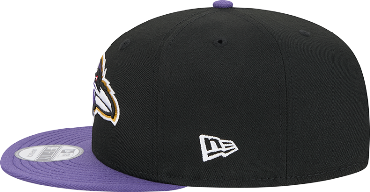 Picture of Baltimore Ravens 2025 NFL Season New Era 9FIFTY Snapback – Black & Purple On-Field Cap