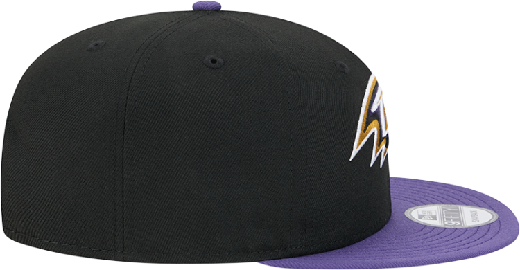 Picture of Baltimore Ravens 2025 NFL Season New Era 9FIFTY Snapback – Black & Purple On-Field Cap