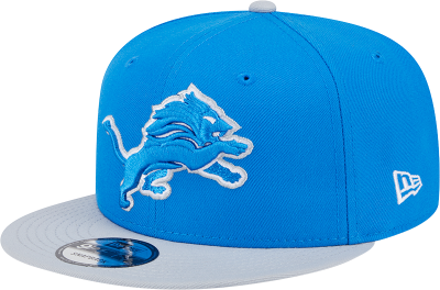 Detroit Lions 2025 New Era 9FIFTY Snapback Hat – Official Sideline Cap in Honolulu Blue & Gray front view
