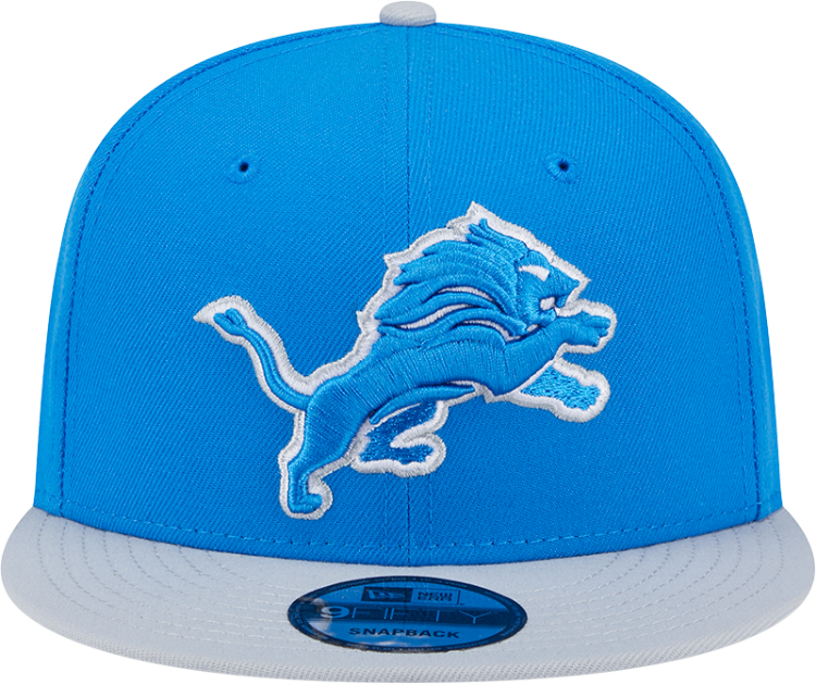 Picture of Detroit Lions 2025 New Era 9FIFTY Snapback Hat – Official Sideline Cap in Honolulu Blue & Gray