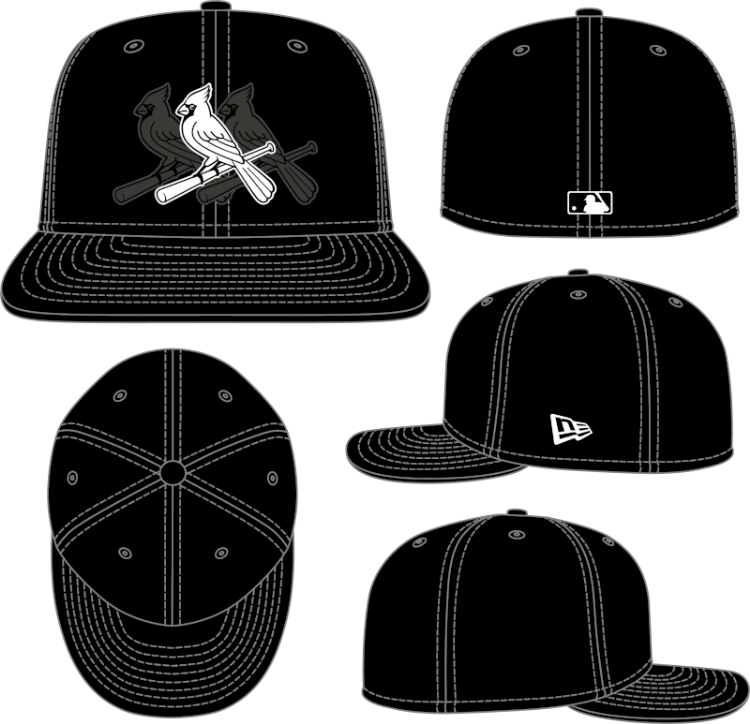 St. Louis Cardinals Black & White New Era 59FIFTY Fitted Hat – Limited Edition MLB Alternate Logo Cap front view