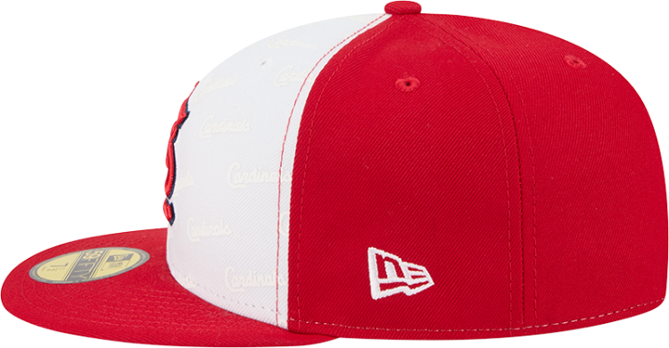 St. Louis Cardinals New Era 59FIFTY Fitted Hat – White & Red Logo Repeat Pattern Cap detail view