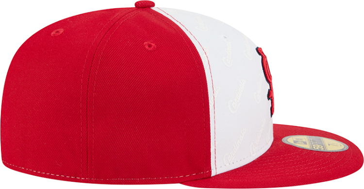 Picture of St. Louis Cardinals New Era 59FIFTY Fitted Hat – White & Red Logo Repeat Pattern Cap