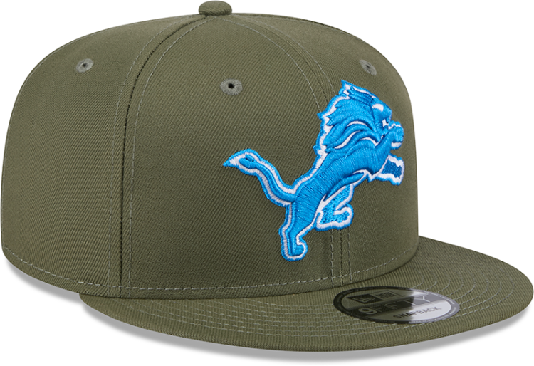 Detroit Lions Olive 9FIFTY Snapback by New Era side view