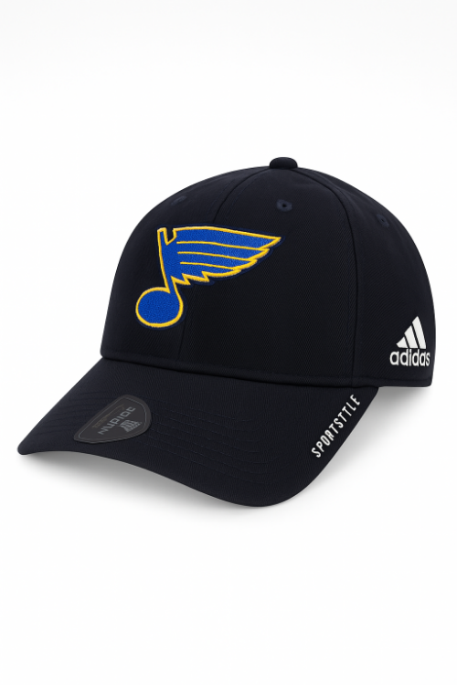 St. Louis Blue Adidas Prime Blue Mesh Adjustable Hat front view