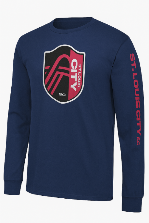 St. Louis City Soccer Long Sleeve Navy Tee front view
