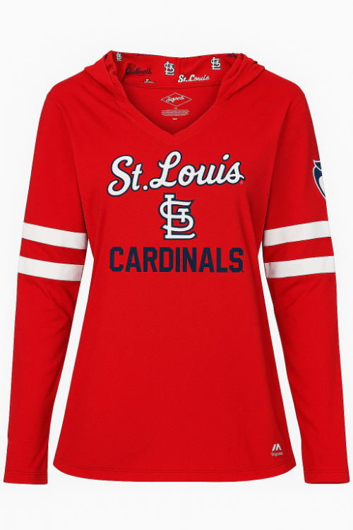 St. Louis Cardinals Ladies Knit Hooded Top front view