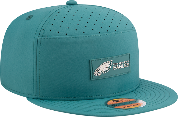 Philadelphia Eagles Sideline Ballistic 9FIFTY Snapback Hat by New Era – Midnight Green Edition side view