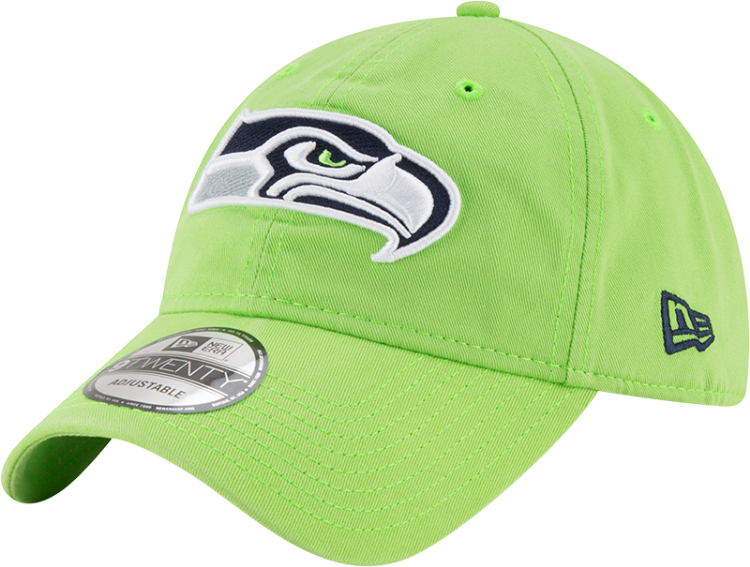 Seattle Seahawks New Era 9TWENTY Core Classic Adjustable Hat – Neon Green side view