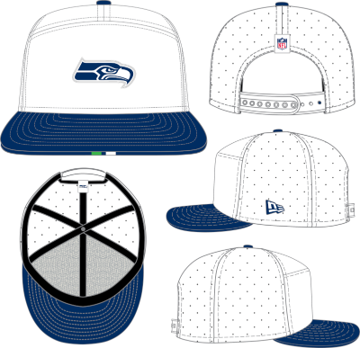 Seattle Seahawks New Era 9FIFTY White & Navy Adjustable Snapback Hat front view