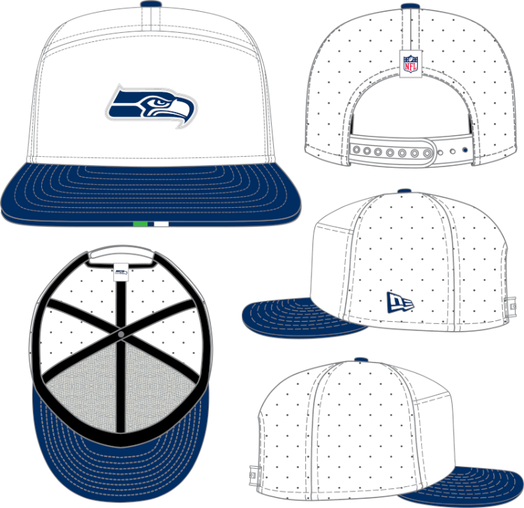 Seattle Seahawks New Era 9FIFTY White & Navy Adjustable Snapback Hat front view