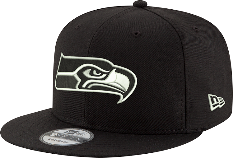Seattle Seahawks New Era 9FIFTY Blackout Snapback Hat front view