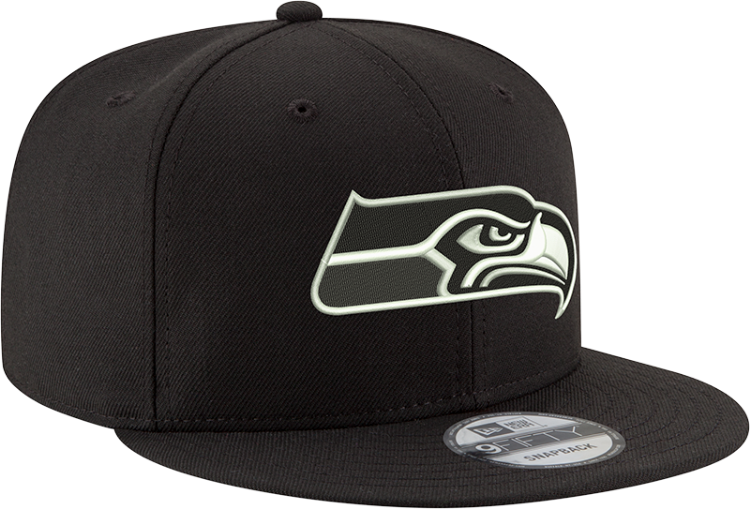 Seattle Seahawks New Era 9FIFTY Blackout Snapback Hat side view