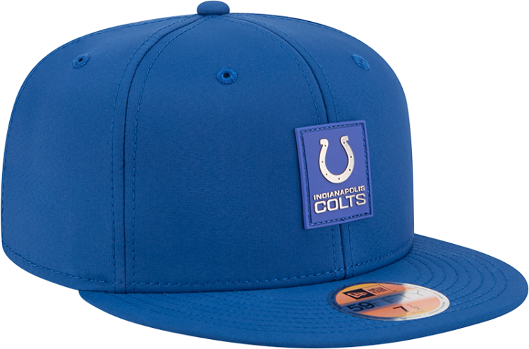 Indianapolis Colts New Era 59FIFTY Official Logo Patch Fitted Hat – Blue side view