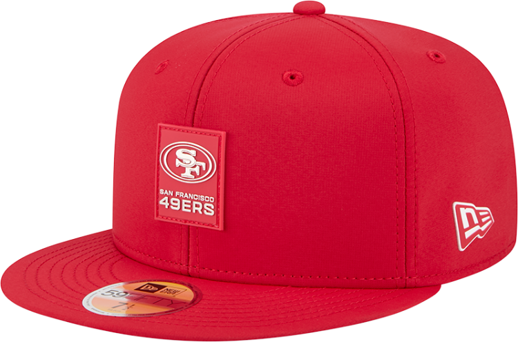 San Francisco 49ers New Era 59FIFTY Red Logo Patch Fitted Hat side view