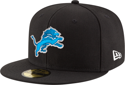 Detroit Lions New Era 59FIFTY Black Fitted Hat front view