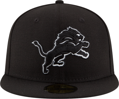Detroit Lions New Era 59FIFTY Black Fitted Hat – Tonal Logo front view