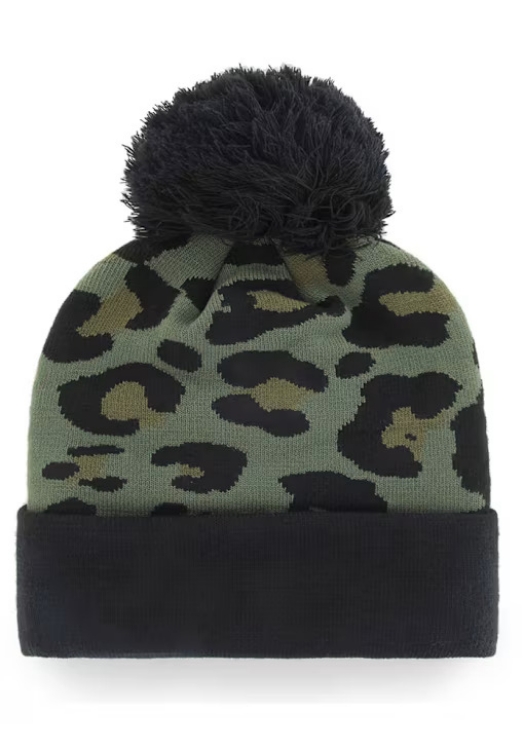 Picture of Women's '47 Green/Black Seattle Seahawks Bagheera Cuffed Knit Hat with Pom