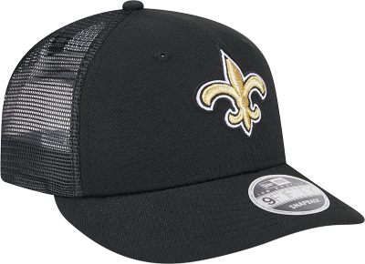 New Orleans Saints New Era 9FIFTY Trucker Snapback Hat – Black & Gold front view