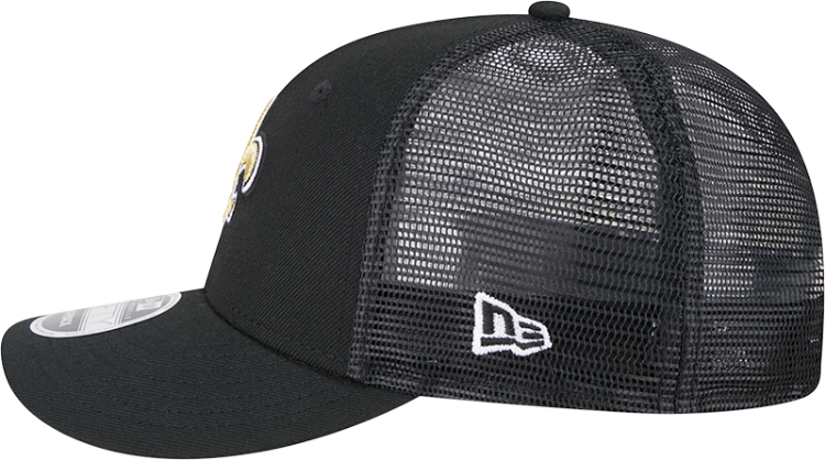 New Orleans Saints New Era 9FIFTY Trucker Snapback Hat – Black & Gold side view